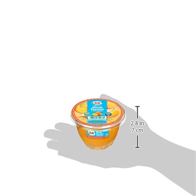 Dole Fruit Bowls Diced Peaches in 100% Juice Snacks, 7oz 12 Total Cups, Gluten & Dairy Free, Bulk Lunch Snacks for Kids & Adults