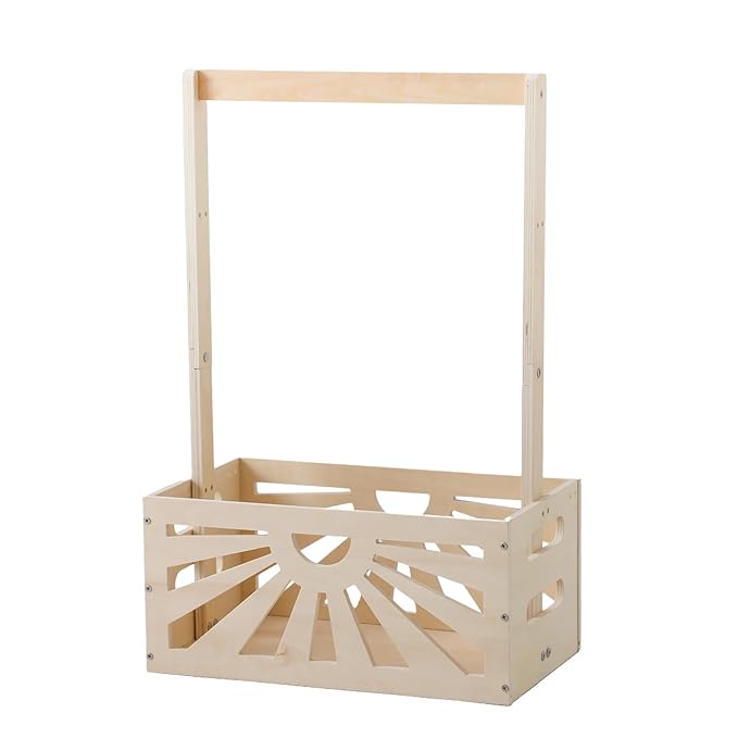 Wooden Baby Shower Crate Closet, Baby Basket with Adjustable Handle, Baby Clothing Rack，Storage Crate Hamper, Baby Shower Wooden Gift Crate, Baby Personailzed Basket for Pregnancy New Parent