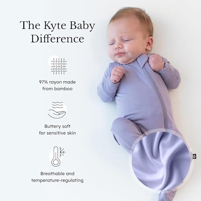 KYTE BABY Unisex Zipper Closure Footies, Rayon Made From Bamboo, 0-24 Months