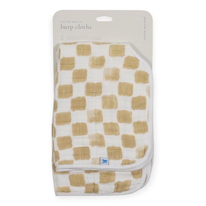 Little Unicorn Ultra-Absorbent Premium Burp Cloth 2 Pack | Soft on Baby's Skin | Larger Size | Ergonomic Design | Set of 2 (Adobe Checker)