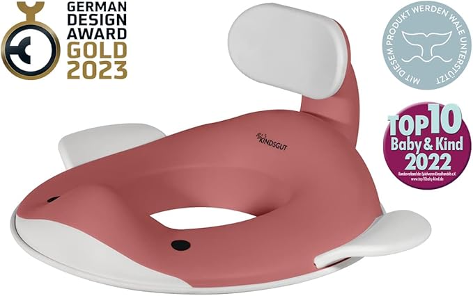 Kindsgut Potty Training Seat in whale design, designed in Germany, suitable for all toilet shapes non-slip toilet seat, Dusty Pink