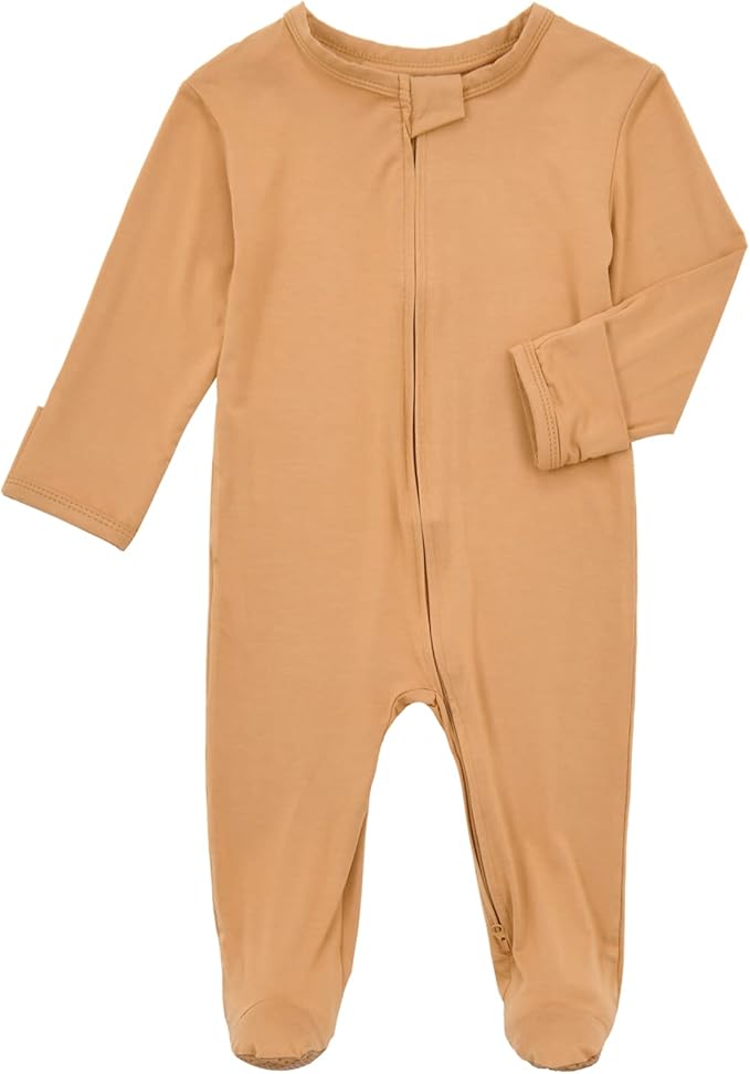 Aablexema Baby Footie Pajamas Zipper - Rayon from Bamboo Infant Footed Pjs with Mittens Sleepwear Jammies