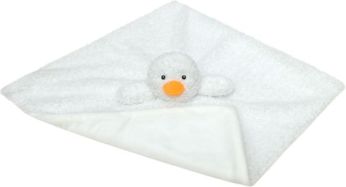 Baby White Duck Soft Stuffed Animal Security Blanket, Plush Duck Character Lovey Blanket, Baby Shower/Nursery Gift, Newborn Infant Toddler Snuggle Blankie for Boys Girls, 14 Inches