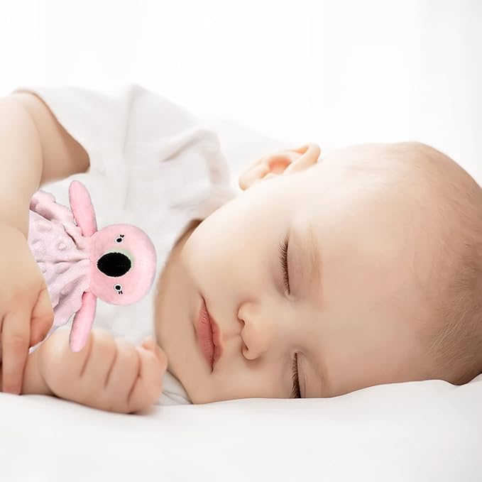 Baby Pink Flamingo Soft Stuffed Animal Security Blanket, Plush Flamingo Character Lovey Blanket, Baby Shower/Nursery Gift, Newborn Infant Toddler Snuggle Blankie for Boys Girls, 13 Inches