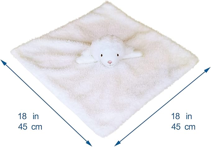 White Lamb Baby Soft Stuffed Animal Security Blanket, Plush Sheep Character Lovey Blanket, Baby Shower/Nursery Gift, Newborn Infant Toddler Snuggle Blankie for Boys Girls, 18 Inches