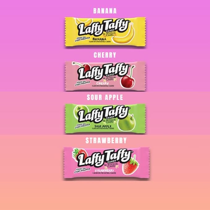 Laffy Taffy Candy, Assorted Fruit Flavored Taffy Candy, Sour Apple, Cherry, Strawberry & Banana Flavors (145 Pieces) (Pack of 2)