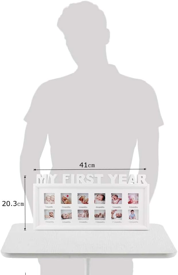 ESTAMICO My First Year Frame Baby Picture Keepsake Frame for Photo Memories, White