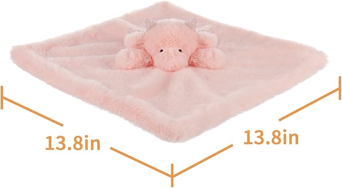 Apricot Lamb Pink Dragon Soft Loveys for Babies, Security Blanket for Baby Boy and Girl, 13.8 Inches for Infant and Toddlers