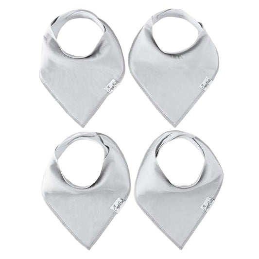 Copper Pearl 4 Pack Soft Cotton Baby Bibs for Drooling and Teething, Absorbent Drool Bibs for Baby Girl and Boy, Adjustable to Fit Newborns to Toddlers (Gray Basics)
