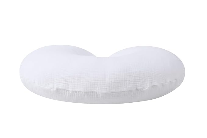Onacosht Muslin Nursing Pillow Cover Soft 100% Cotton Feeding Pillow Slipcover Fits Standard Infant Nursing Pillow for Boy and Girl, White