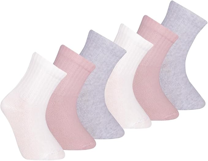 Bella Seamless-Toe Turkish Cotton Ribbed Crew Socks - Stylish and Cozy 6-Pack Baby & Toddler Socks