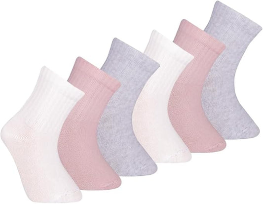 Bella Seamless-Toe Turkish Cotton Ribbed Crew Socks - Stylish and Cozy 6-Pack Baby & Toddler Socks
