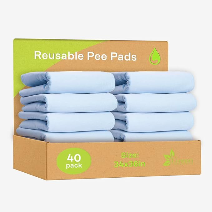 GREEN LIFESTYLE Washable Underpads - Large Bed Pads for use as Incontinence Bed Pads, Reusable Pet Pads, Great for Dogs, Cats, Bunny, Seniors Bed Pad (Pack of 40 — 34x36)