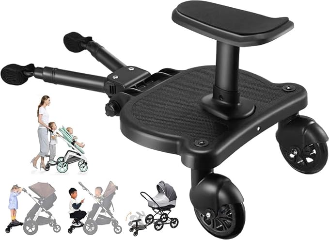 Universal Stroller Board Buggy Board Rider Stroller Glider Board Stroller Board Stroller Standing Platform with Detachable Seat Suitable for Most Brands of Strollers, Holds Children Up to 55lbs