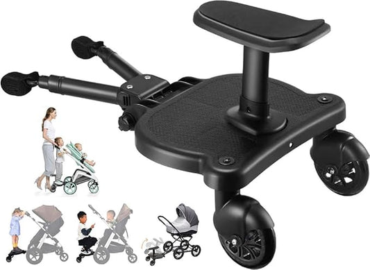 Universal Stroller Board Buggy Board Rider Stroller Glider Board Stroller Board Stroller Standing Platform with Detachable Seat Suitable for Most Brands of Strollers, Holds Children Up to 55lbs