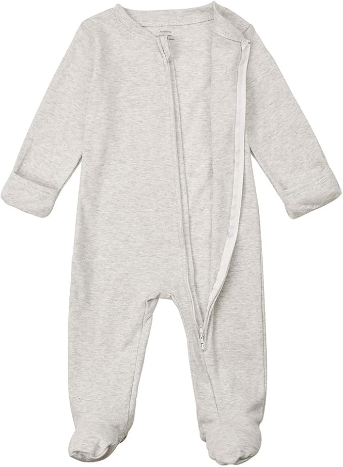 Aablexema Baby Footie Pajamas with Mittens - 3Pcs Infant Footed Sleeper Cotton Sleepwear Outfits
