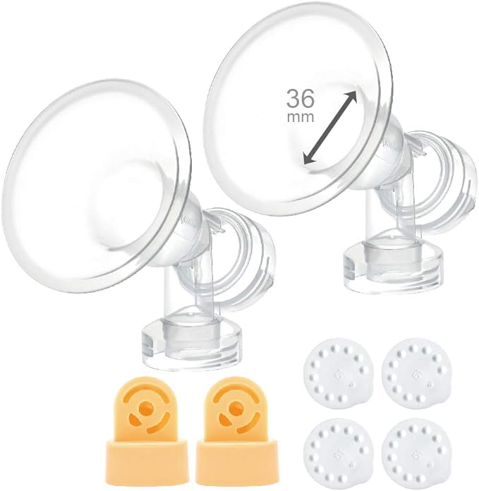 36 mm 2xOne-Piece Small Breastshield w/Valve and Membrane for Medela Breast Pumps; Replacement to Medela PersonalFit 36 Breastshield and Personal Fit Connector; Made by Maymom (36 mm (XX-Large))