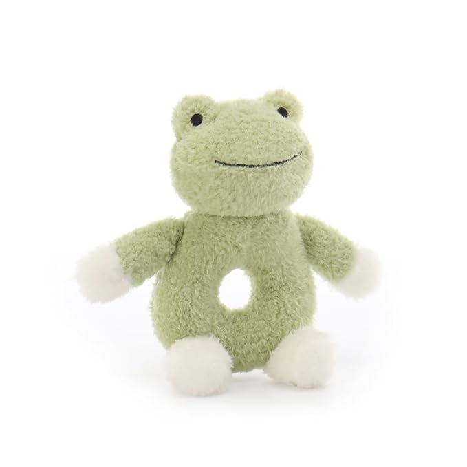 Apricot Lamb Baby Frog Soft Rattle Toy, Plush Stuffed Animal for Newborn Soft Over 0 Months (Frog, 6 Inches)