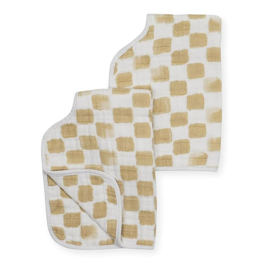 Little Unicorn Ultra-Absorbent Premium Burp Cloth 2 Pack | Soft on Baby's Skin | Larger Size | Ergonomic Design | Set of 2 (Adobe Checker)