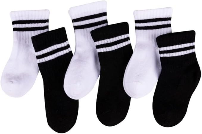 Bella Seamless-Toe Turkish Cotton Ribbed Crew Socks - Stylish and Cozy 6-Pack Baby & Toddler Socks