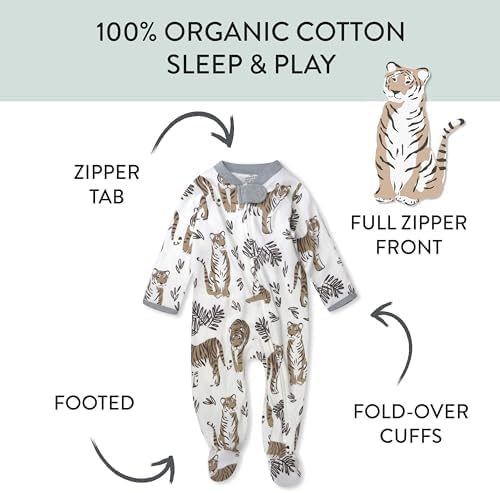 HonestBaby Sleep & Play Footed One-piece Pajama Sleeper 100% Organic Cotton, Baby Boys