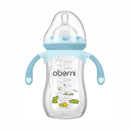 Baby Bottles, Weighted Straw Toddler Milk Bottles with Non-Slip Handle, Size + Variable Fast Flow, 12+ Months, BPA-Free, Blue/1Pack/9oz