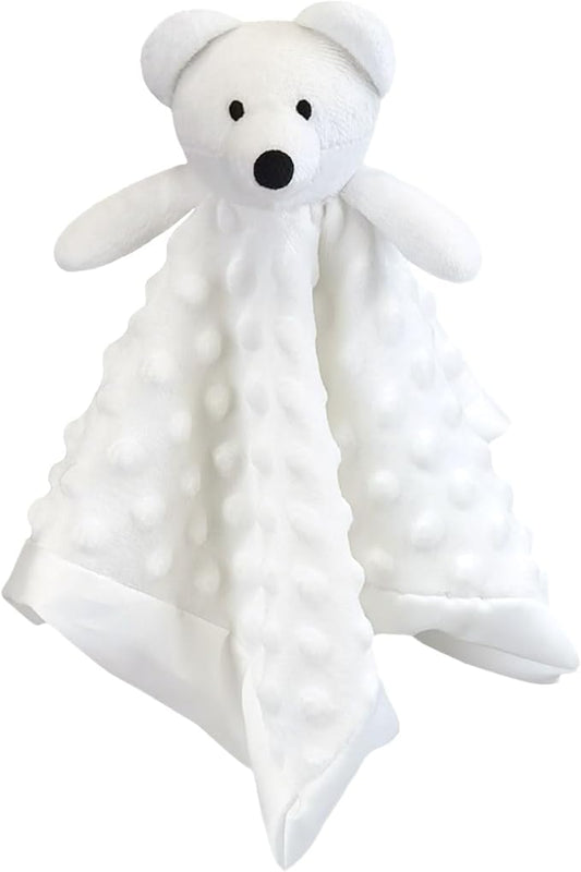 Baby White Polar Bear Soft Stuffed Animal Security Blanket, Plush Polar Bear Character Lovey Blanket, Baby Shower/Nursery Gift, Newborn Infant Toddler Snuggle Blankie for Child, 13 Inches