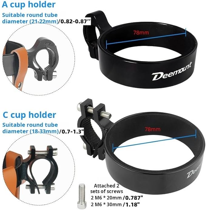 Premium Aluminium Bike Handlebar Cup Holder - Secure, Stylish, and Versatile, Baby Strollers Available (A Cup Holder-Black)