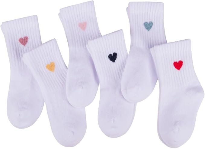 Bella Seamless-Toe Turkish Cotton Ribbed Crew Socks - Stylish and Cozy 6-Pack Baby & Toddler Socks
