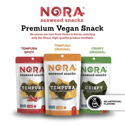 Crispy Seaweed Snacks by Nora | Asian Snacks | Taster's Variety Pack | Low-Sugar, Vegan, Non-GMO Verified | 6-Pack