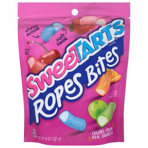 SweeTARTS Rope Bites Candy, Mixed Fruit, 8 Ounce Resealable Bag (Pack of 3)