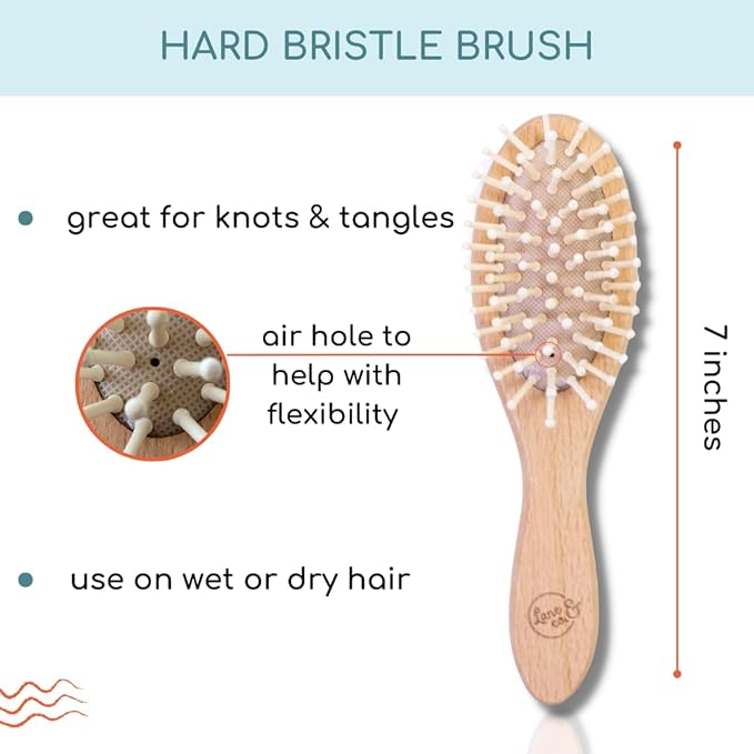 LANE & CO. Hair Gel for Kids with Goat-Hair Brush & Hard-Bristle Hairbrush- Plant-Based Styling Paste for Baby, Toddler - Natural, Organic, Child-Safe Formula with Shea & Cocoa Butter, Coconut Oil