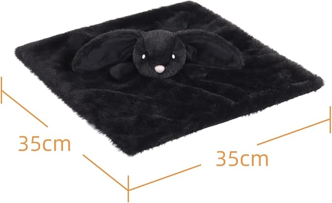 Apricot Lamb Black Bunny Blanket Soft Loveys for Babies, Security Blanket for Baby Boy and Girl, Infant and Toddlers 13.8x13.8 Inches