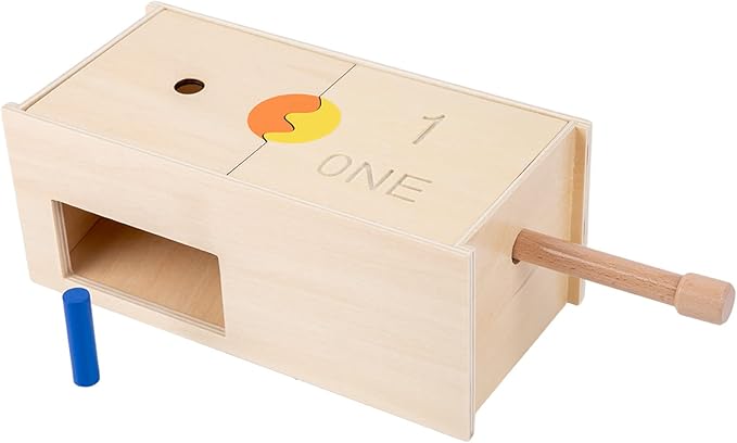 Adena Montessori Toys Wooden Peg Drop Box Tumble Down Counting Pegs Number Games - Fun and Exciting Way to Learn 1-10 Numerals Early Math Skills Development