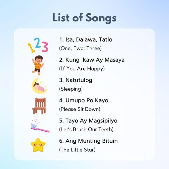 I Love to Sing in Tagalog: Children's Songs, Press and Play Interactive Song Book, Tagalog Books for Toddlers, Tagalog Baby Books, Tagalog for Children,