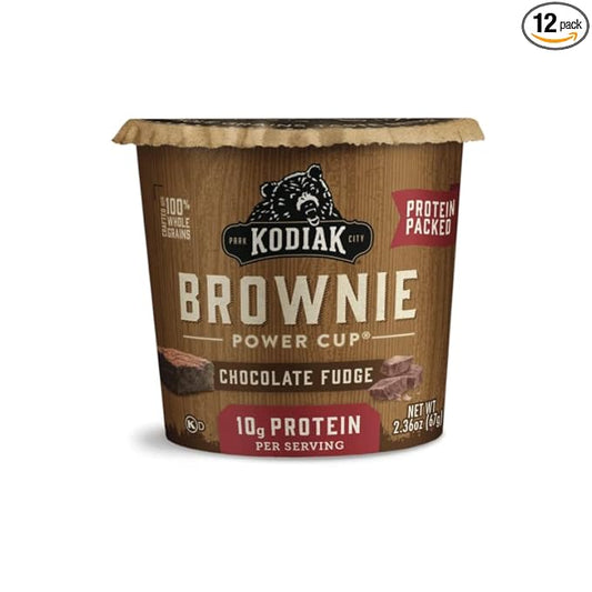 Kodiak Cakes Chocolate Fudge Brownie in a Cup, 2.36 Ounce (Pack of 12) (Packaging May Vary)