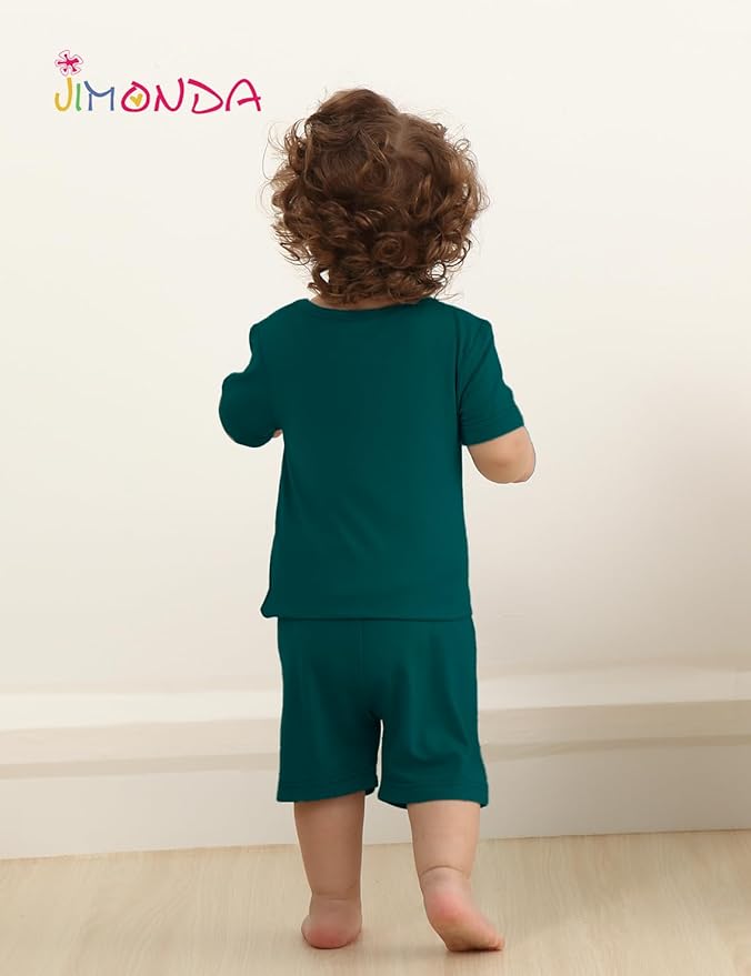 Jimonda Toddler Kids Girls Boys Pajamas Sets Soft Comfy Jammies Tencel Solid Raglan Sleepwear Pajamas Pjs 2pcs Set 18M-8Y