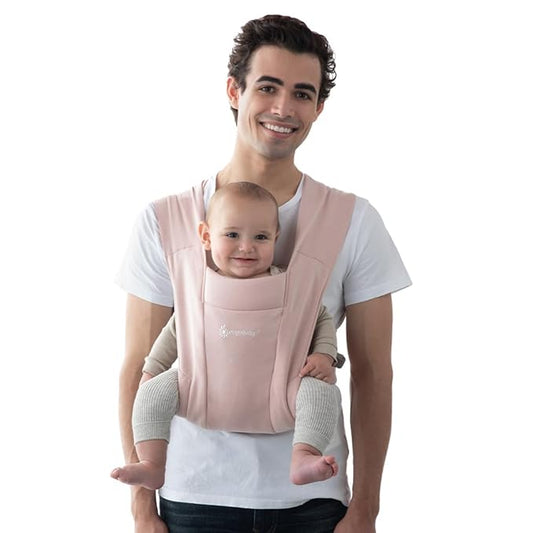 Ergobaby Embrace Baby Carrier Newborn to Toddler - Breathable Baby Carriers for Summer - Cozy Essentials (7-25 Pounds), Ponte Knit, Blush Pink