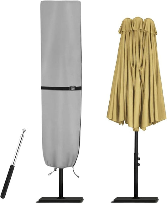 Parasol Cover - 600D Waterproof Outdoor Umbrella for Patio With Sturdy Zipper, Anti-UV Cover Fits for Double-Sided 15 Ft Umbrella