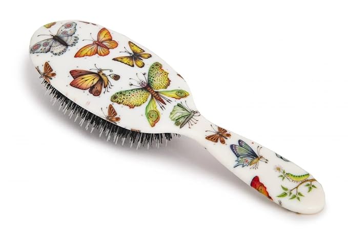 Rock & Ruddle Soft White Natural Boar Bristle Hairbrush for Babies and Young Children | Perfect for Fine Hair Detangling and Smoothing - Beautiful Butterflies