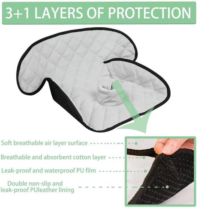 MOOB Waterproof Car Seat Protector - Potty Training Liner for Baby & Toddler, Machine Washable Piddle Pad with Anti-Slip Backing, Universal Fit for Infant Car Seat & Stroller (Grey)