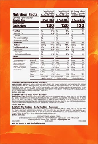 Goldfish Bold Mix Variety Pack Snack Crackers, 1 oz Snack Packs, 30 Ct Box (Pack of 2)