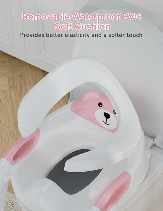 Potty Training Seat with Step Stool Ladder, Potty Training Toilet Seat with Soft Seat Splash Guard, Adjustable Height, 2 in 1 Potty Seats for Toddlers Kids Boys Girls
