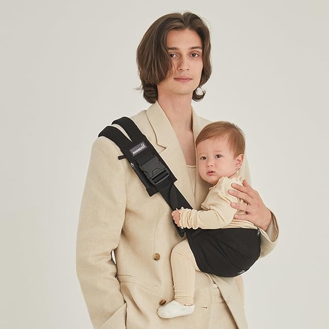 GOOSEKET 365 Toddler Carrier, 100% Cotton, Lightweight, Easy-to-USE, Portable, Suitable from 6-48 Months, Supports UP to 44LBS (Black)