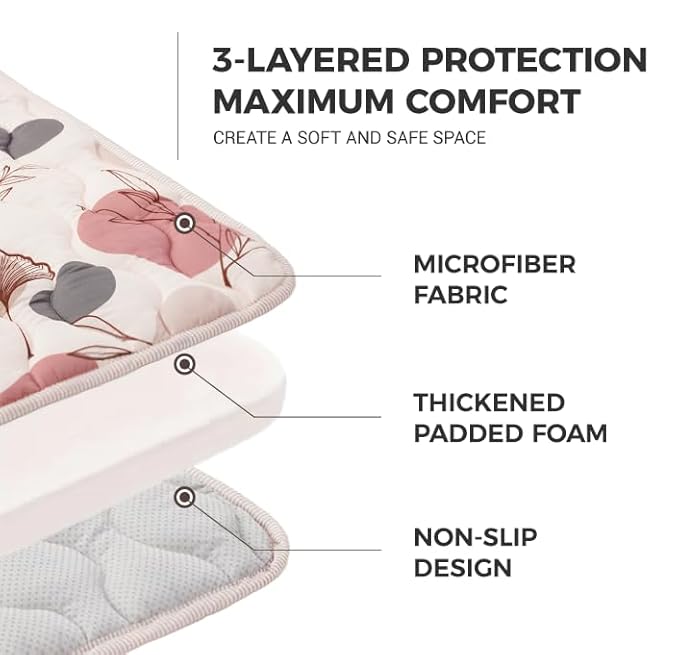 Bunnikins & Clover Baby Play Mats for Floor, 50"x50" Thicken Soft Play Mat, Foldable and Non Slip One-Piece Crawling Mat, Machine Washable Foam Play Mat for Baby, Toddlers Infants, Tummy Time