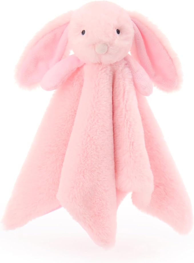 Apricot Lamb Stuffed Animals Pink Bunny Rabbit Security Blanket Infant Baby Lovey (Pink Bunny)