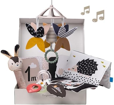 Taf Toys Black and White Newborn Kit - 10 Black and White Baby Toys, High Contrast for Newborn, Baby Essentials Must Haves, Tummy Time Toys for Motor Skills Infants Babies 0 3 6 Months