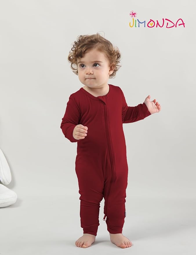 Jimonda Baby Romper Boys Girls Bamboo Pajamas 2-Way Zipper Footless Unisex Long Sleeve Sleepers Sleep and Play 0-24 Months