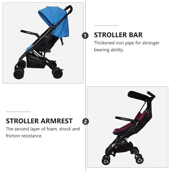 Baby Stroller Belly bar Stroller Armrest Handle Crossbar Accessories Compatible for BBZ YoYo and Yoyo Black PU Pushchair Leather pram
