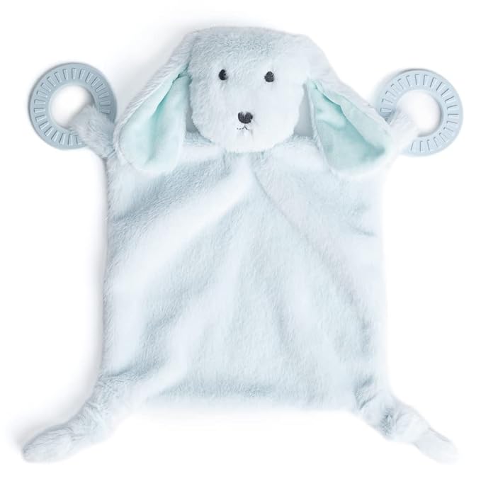 Baby Teether & Plush Lovey by Bella Tunno, Silicone Teether with Animal Snuggle Toy & Sensory Rattle, Teething Relief for Babies 0-6 Months, 6-12 Months, Dog